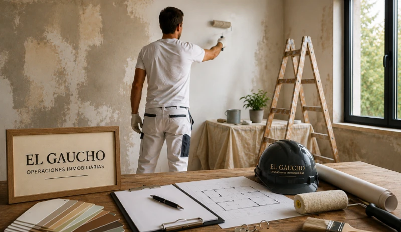 Persona pintando pared mostrando como el gaucho operaciones inmobiliarias se ocupa de la gestion de mejoras
